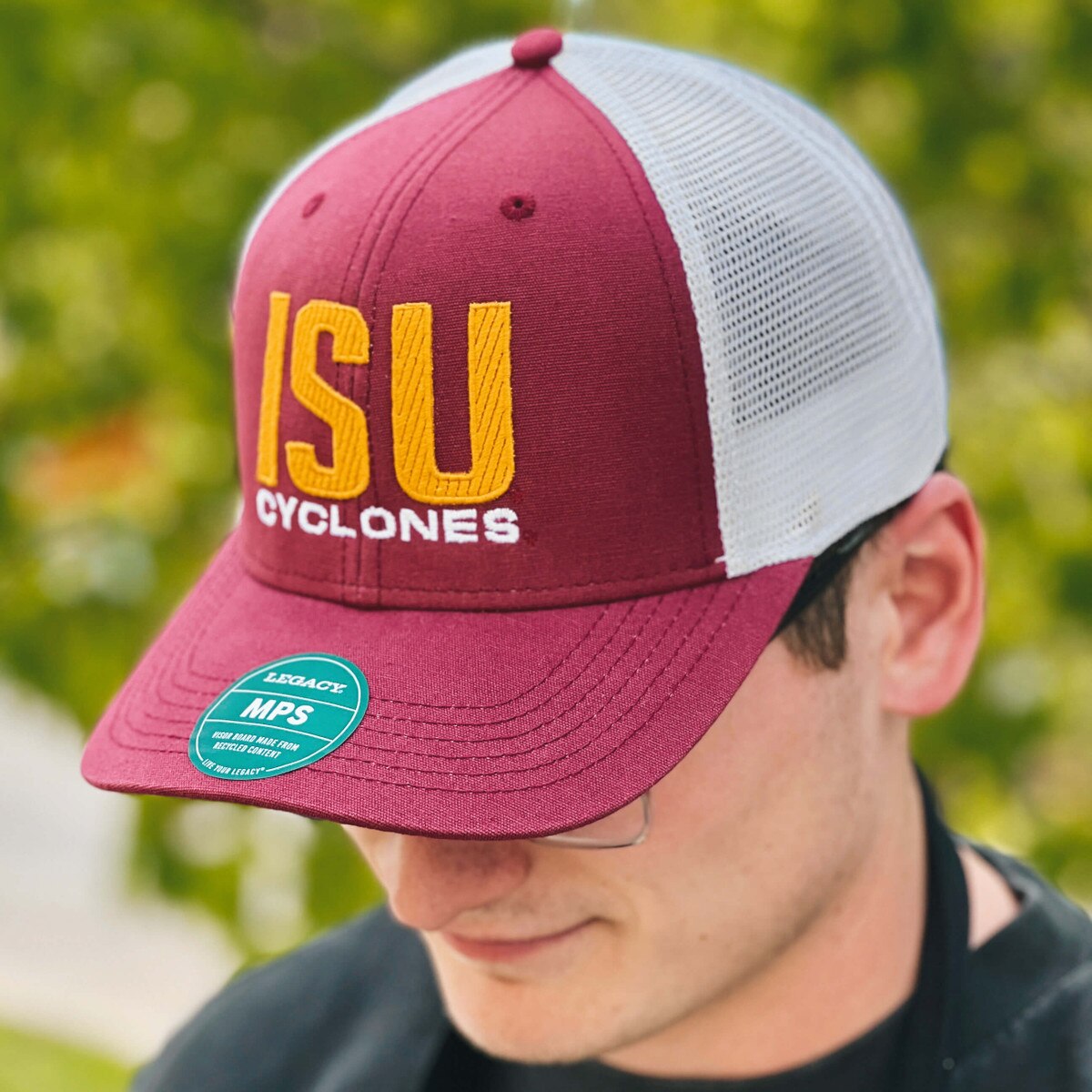 Legacy ISU Washed Cardinal & White Structured Trucker Hat